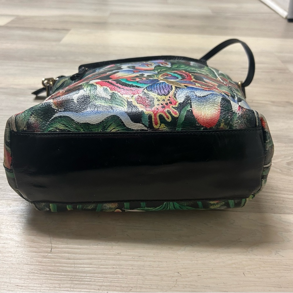 Vintage Sharif Bag Hand Painted Butterflies Colorful Medium Shoulder Bag Artsy - Picture 6 of 14